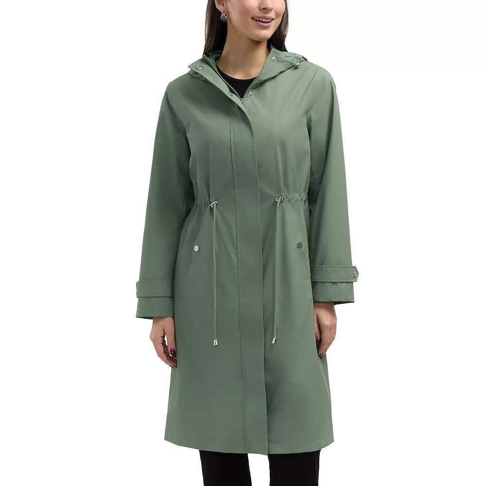 Women's Ellen Tracy Longline Rubber Raincoat, Size: Large, Green Product Image