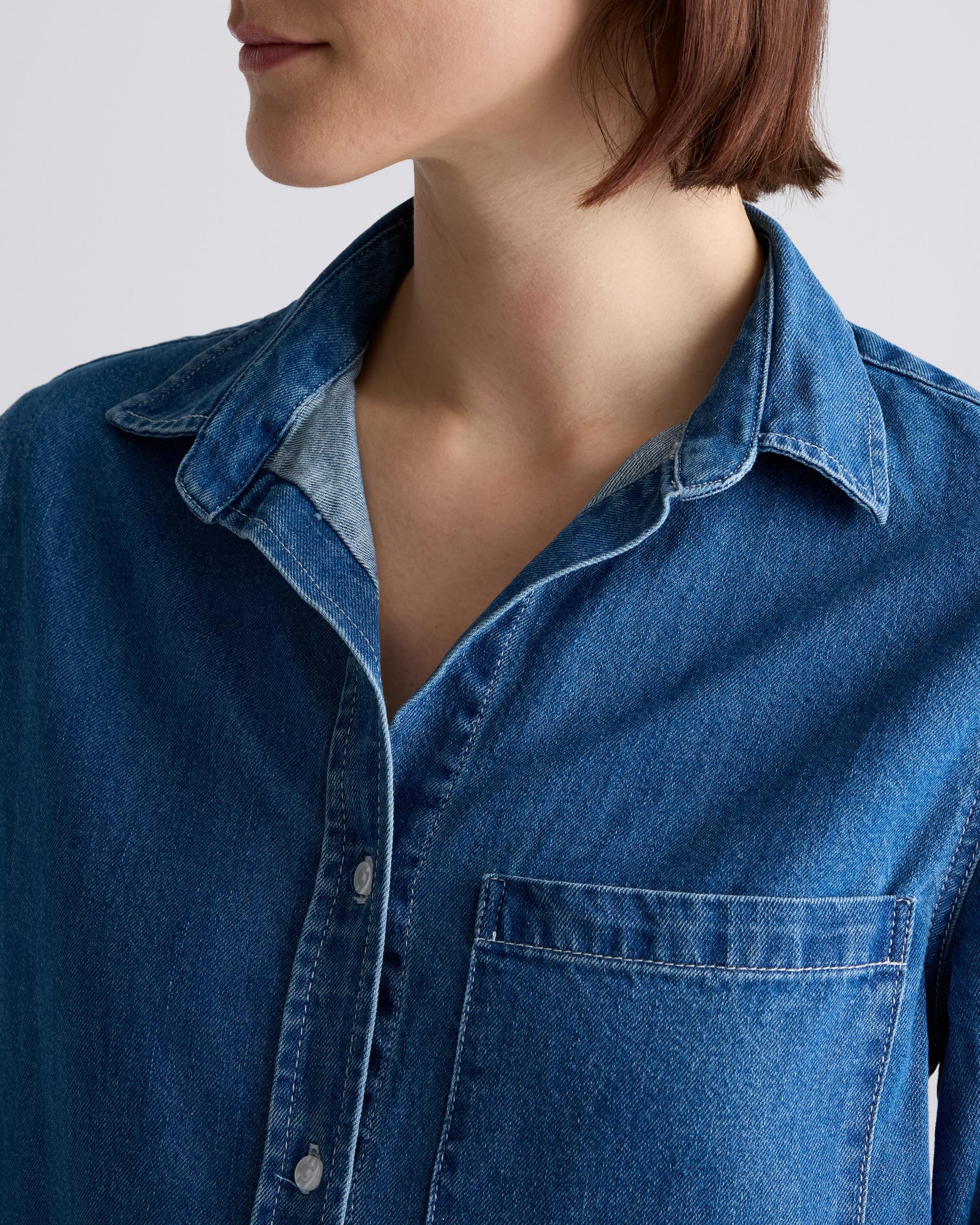 Quince | Women's Distressed Denim Maxi Shirt Dress Cotton Product Image