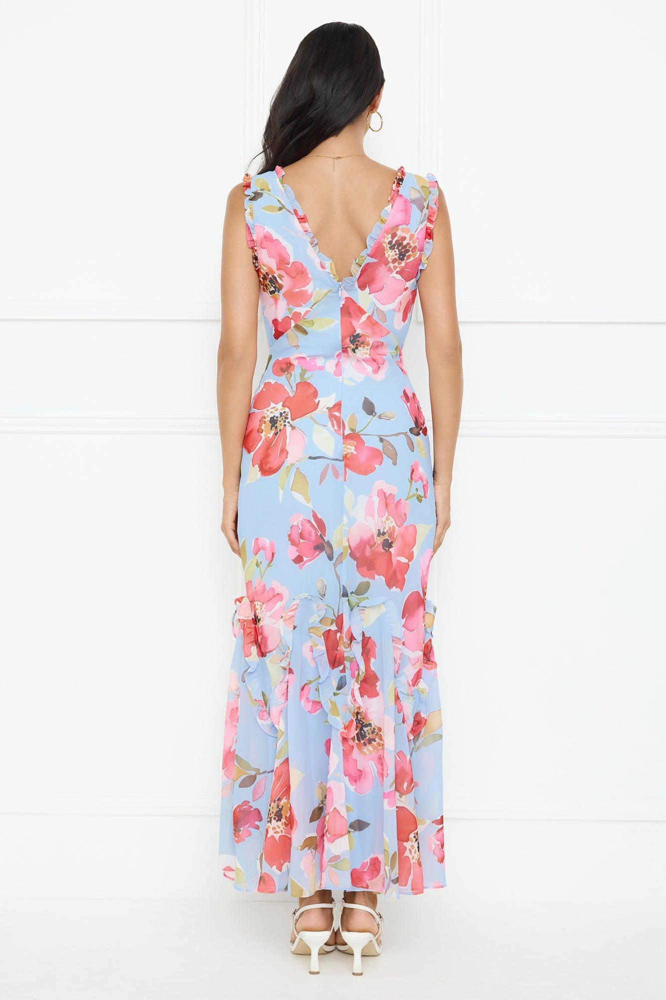 Hibiscus Heat Maxi Dress Blue Product Image