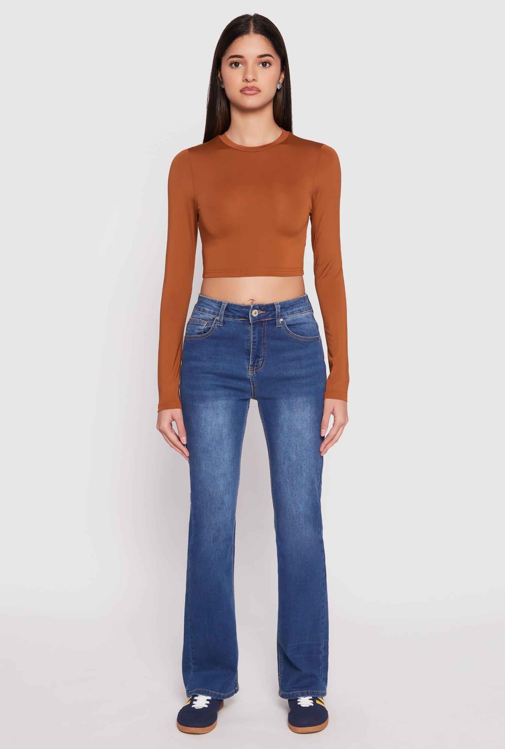Womens Daisy Long Sleeve High Neck Crop Top Product Image