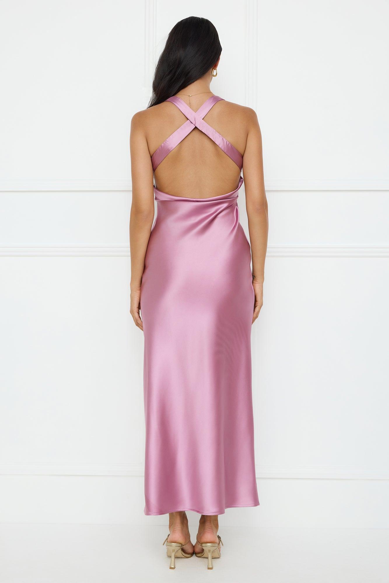 Spotlight Shine Satin Midi Dress Purple Product Image