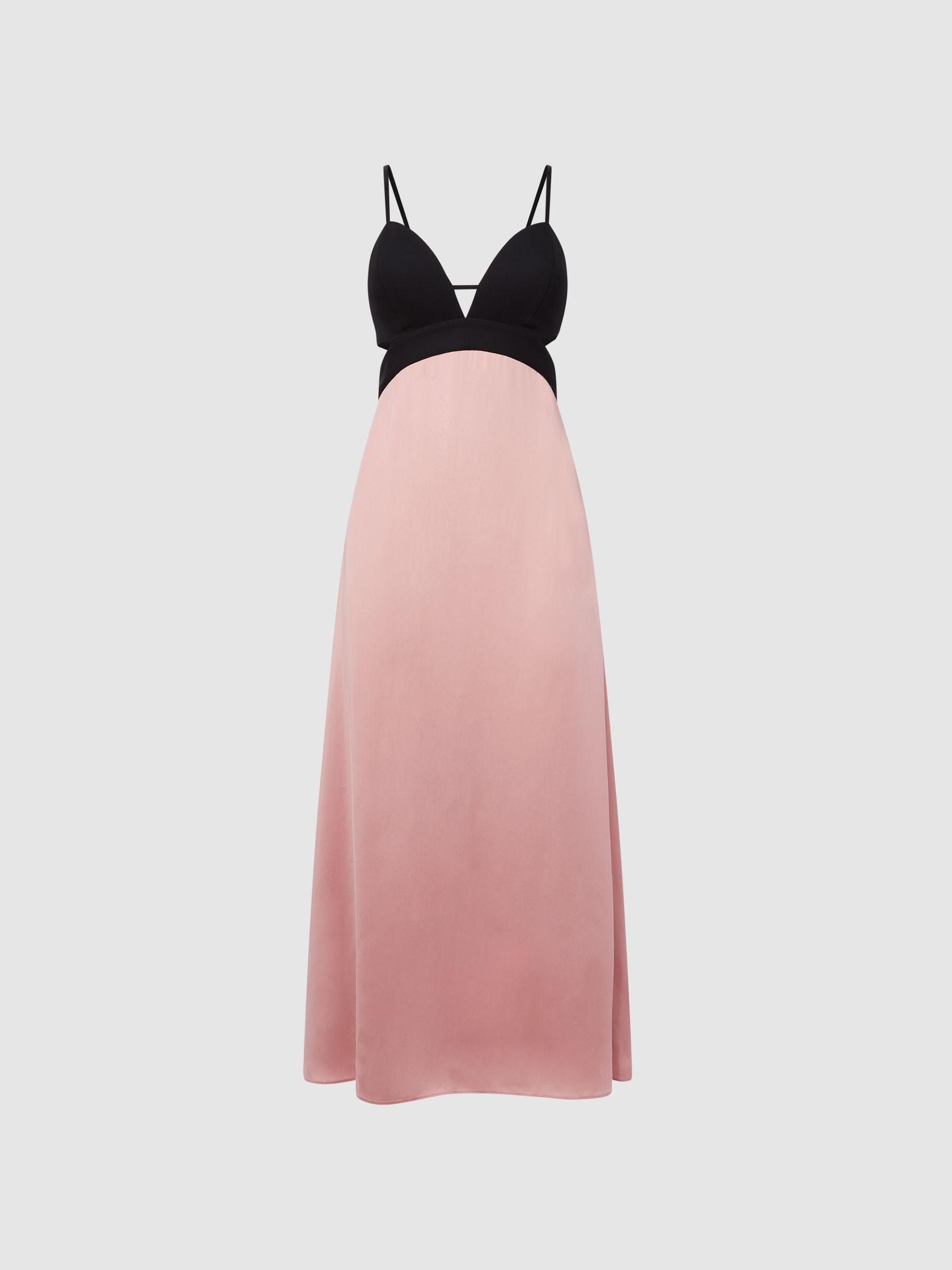 Strappy Cut-Out Midi Dress in Pink Product Image