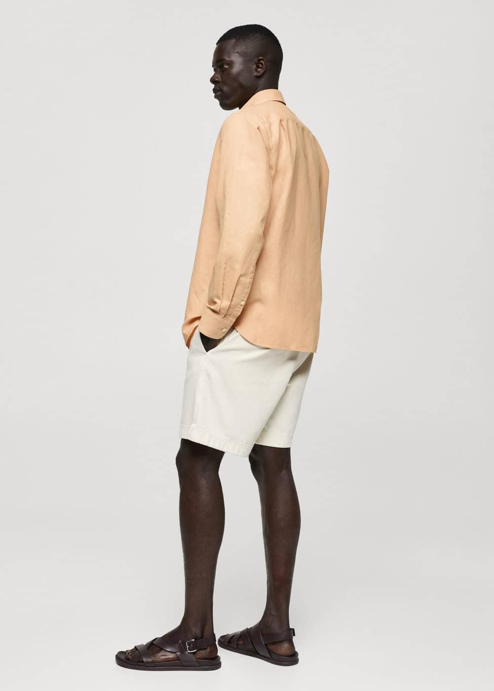 Mango Mens Slim Fit Linen Blend Shirt Product Image