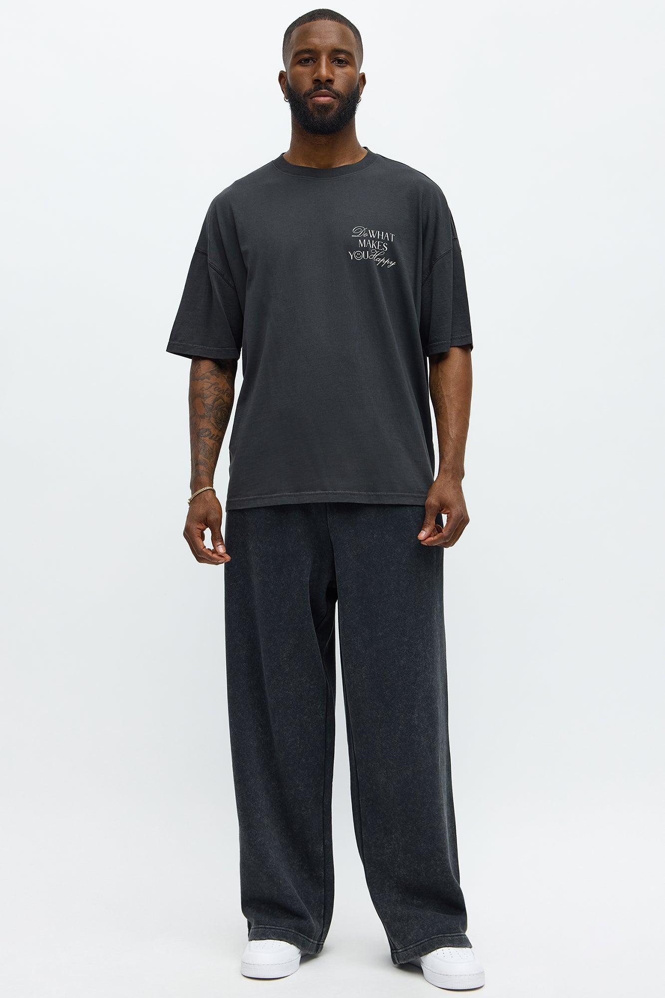 Do What Makes You Happy Oversized Short Sleeve Tee - Black Wash Product Image