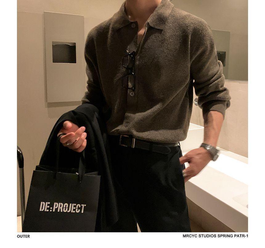 Collar Plain Cardigan Product Image