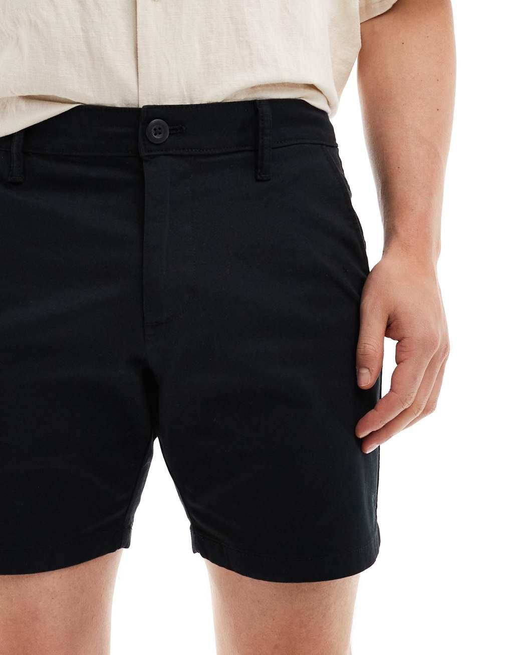 ASOS DESIGN 2 pack skinny chino shorts in black and navy save Product Image