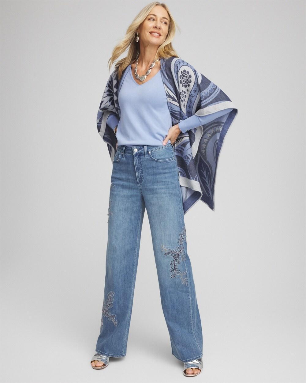 Abstract Print V-Neck Pullover Sweater Product Image