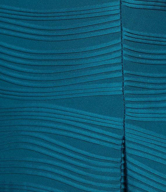 Jessica Howard Petite Size Wave Knit Boat Neck Short Sleeve Pleated Fit and Flare Dress Product Image