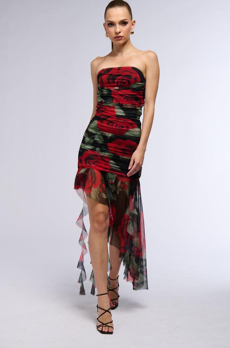 TAKE ME TO CAPRI MESH PRINTED MIDI DRESS Product Image