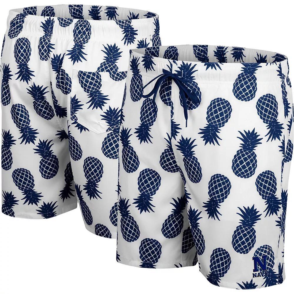 Men's Colosseum White Navy Midshipmen Pineapples Swim Shorts, Size: XL Product Image