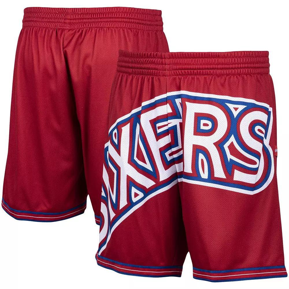 Men's Mitchell & Ness Red Philadelphia 76ers Hardwood Classics Big Face 2.0 Shorts, Size: Large, 76r Red Product Image