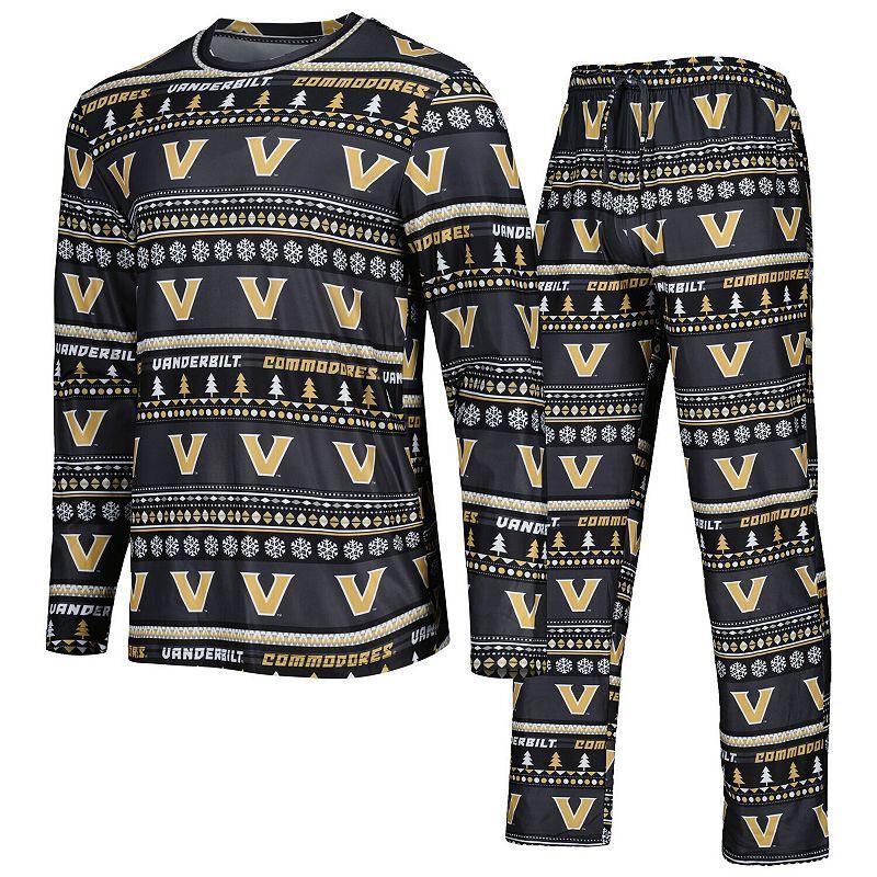Men's Concepts Sport Black Vanderbilt Commodores Swivel Long Sleeve T-Shirt & Pants Sleep Set, Size: XL Product Image