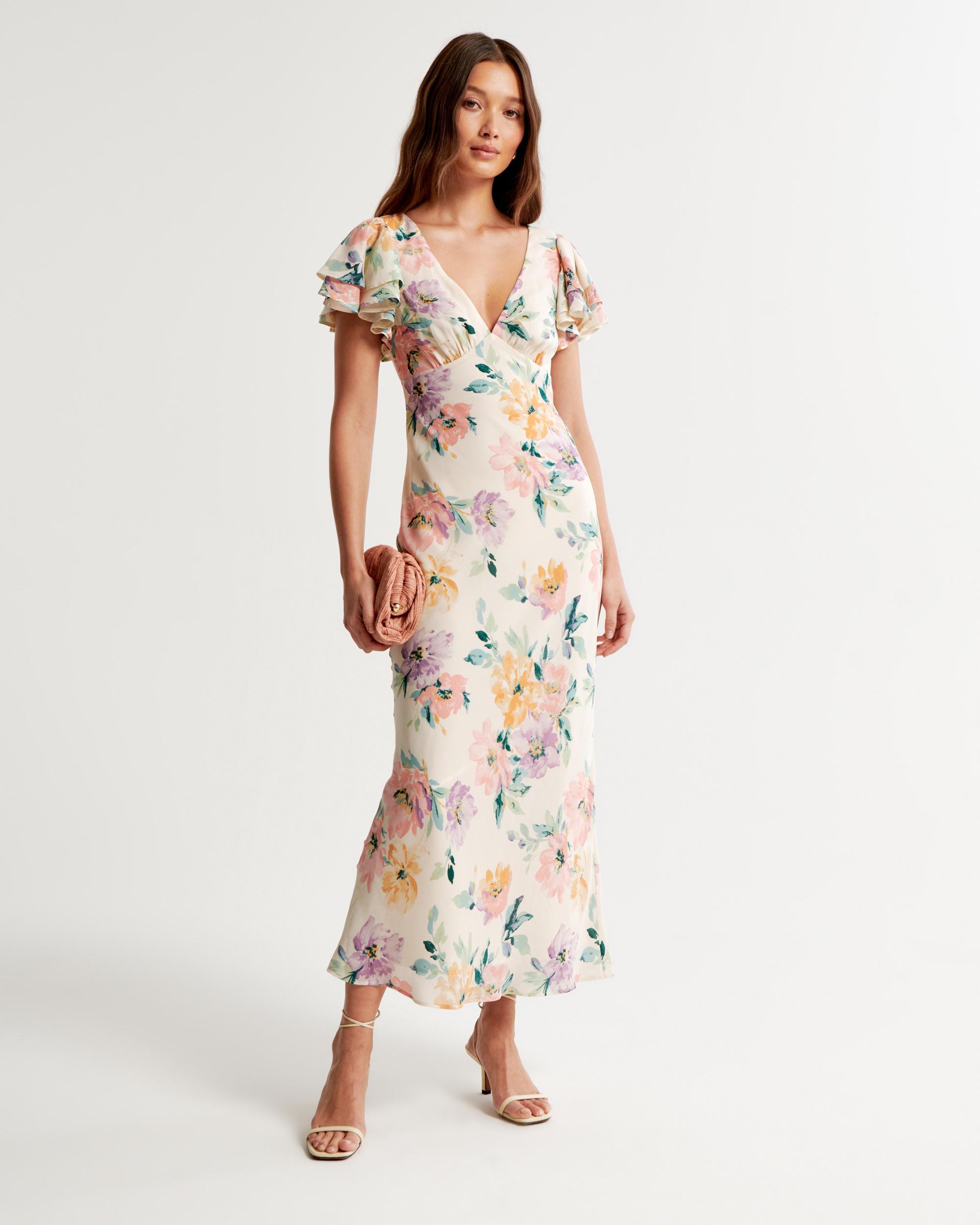 Ruffle Sleeve Slip Maxi Dress Product Image