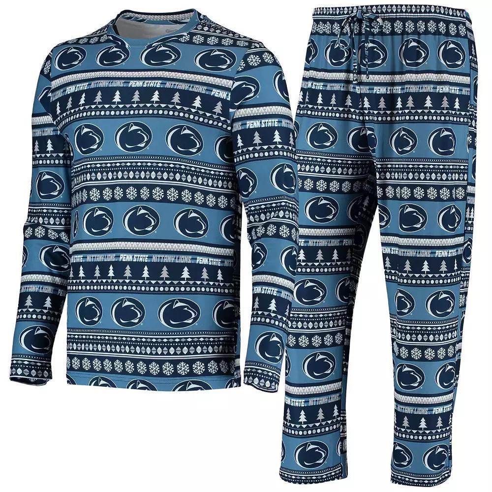 Men's Concepts Sport Navy Penn State Nittany Lions Ugly Sweater Knit Long Sleeve Top and Pant Set, Size: Large, Blue Product Image