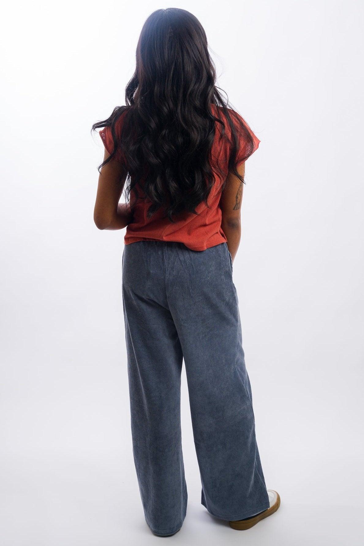 Native Youth Hayter Corduroy Wide Leg Trouser - Blue Product Image