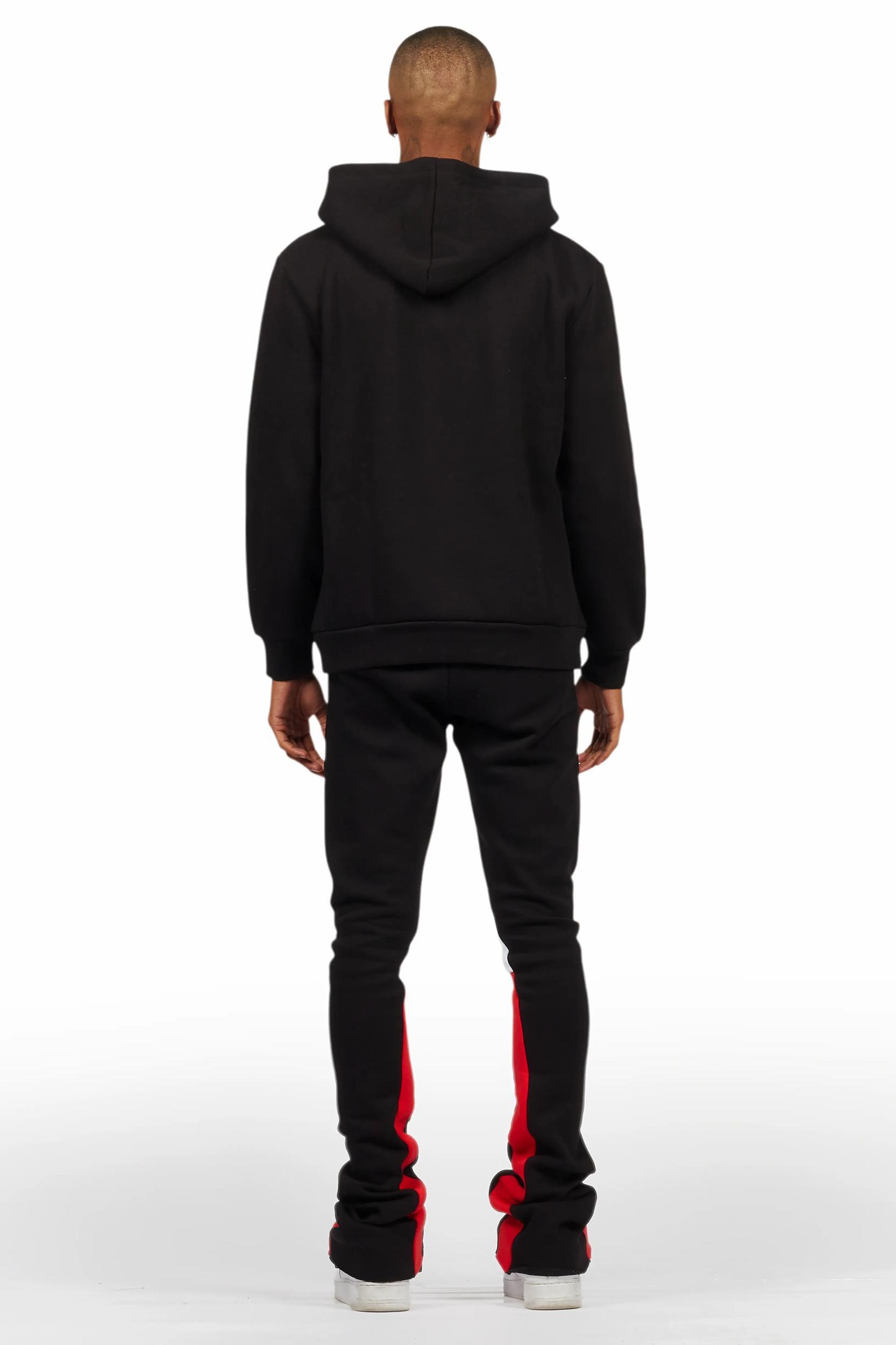 Sana Black/White Hoodie/Stacked Flare Track Pant Set Male Product Image