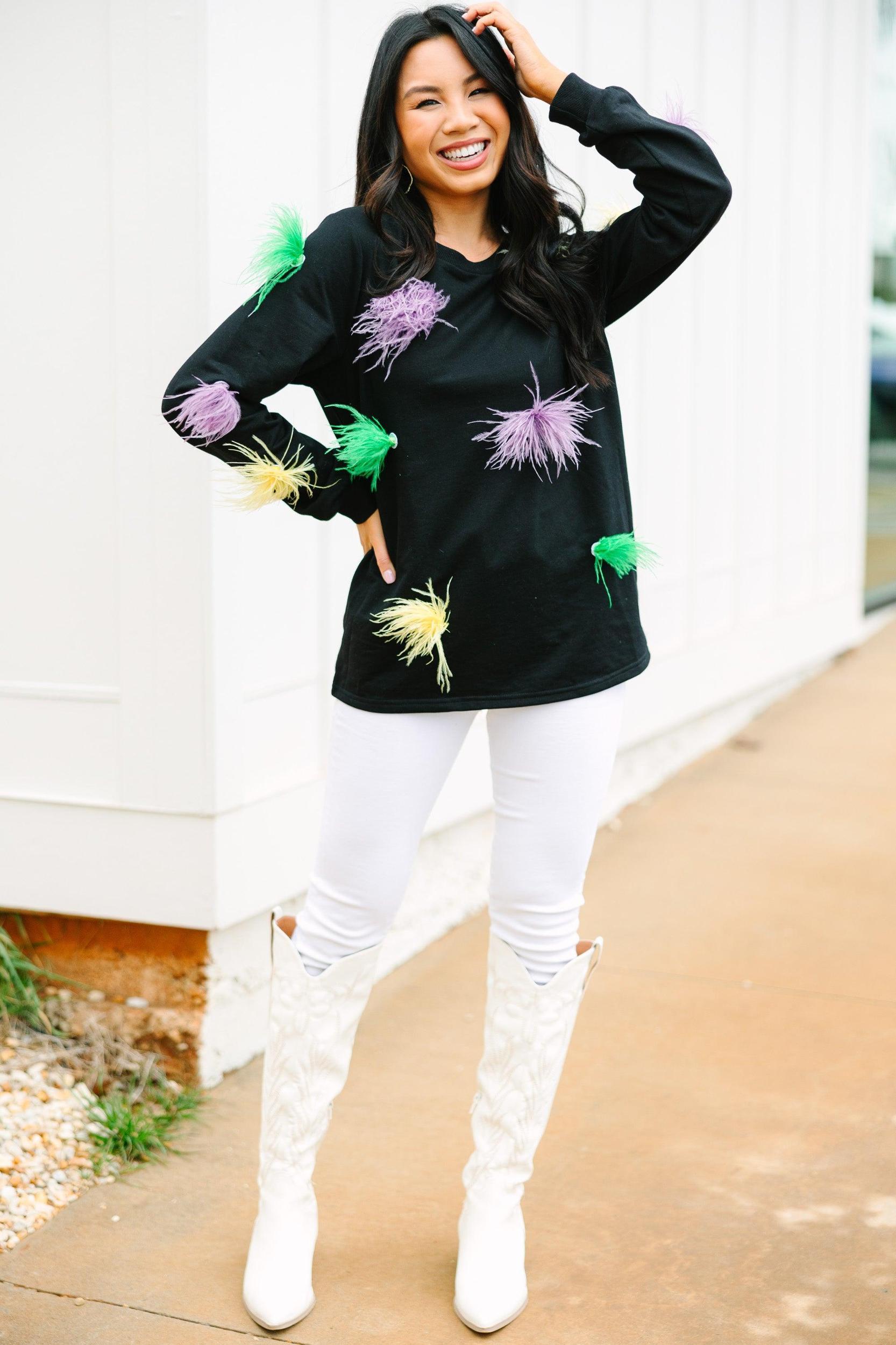 Float On Black Feather Top Female Product Image