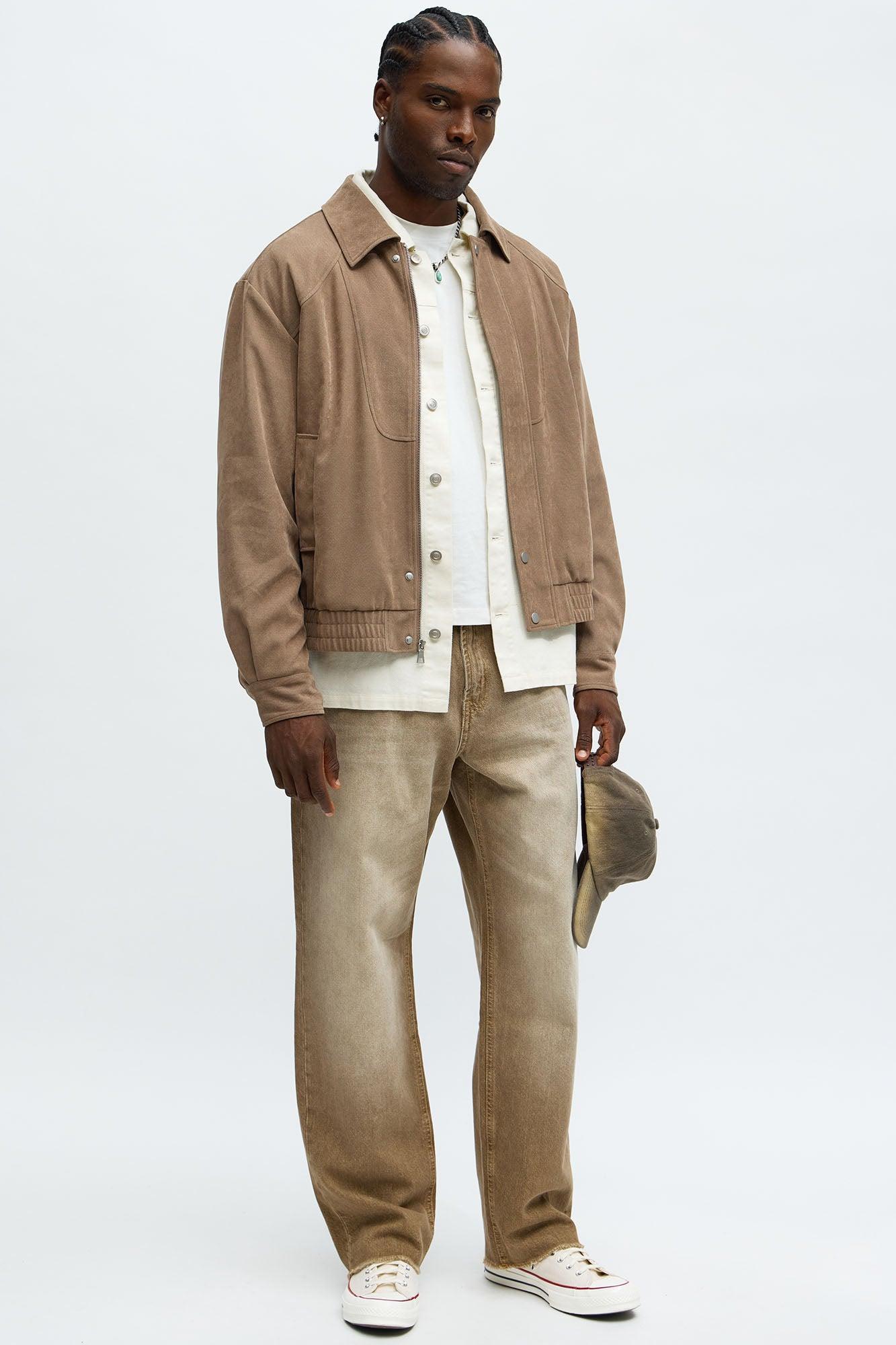 Side Street Paneled Bomber Jacket - Brown Product Image