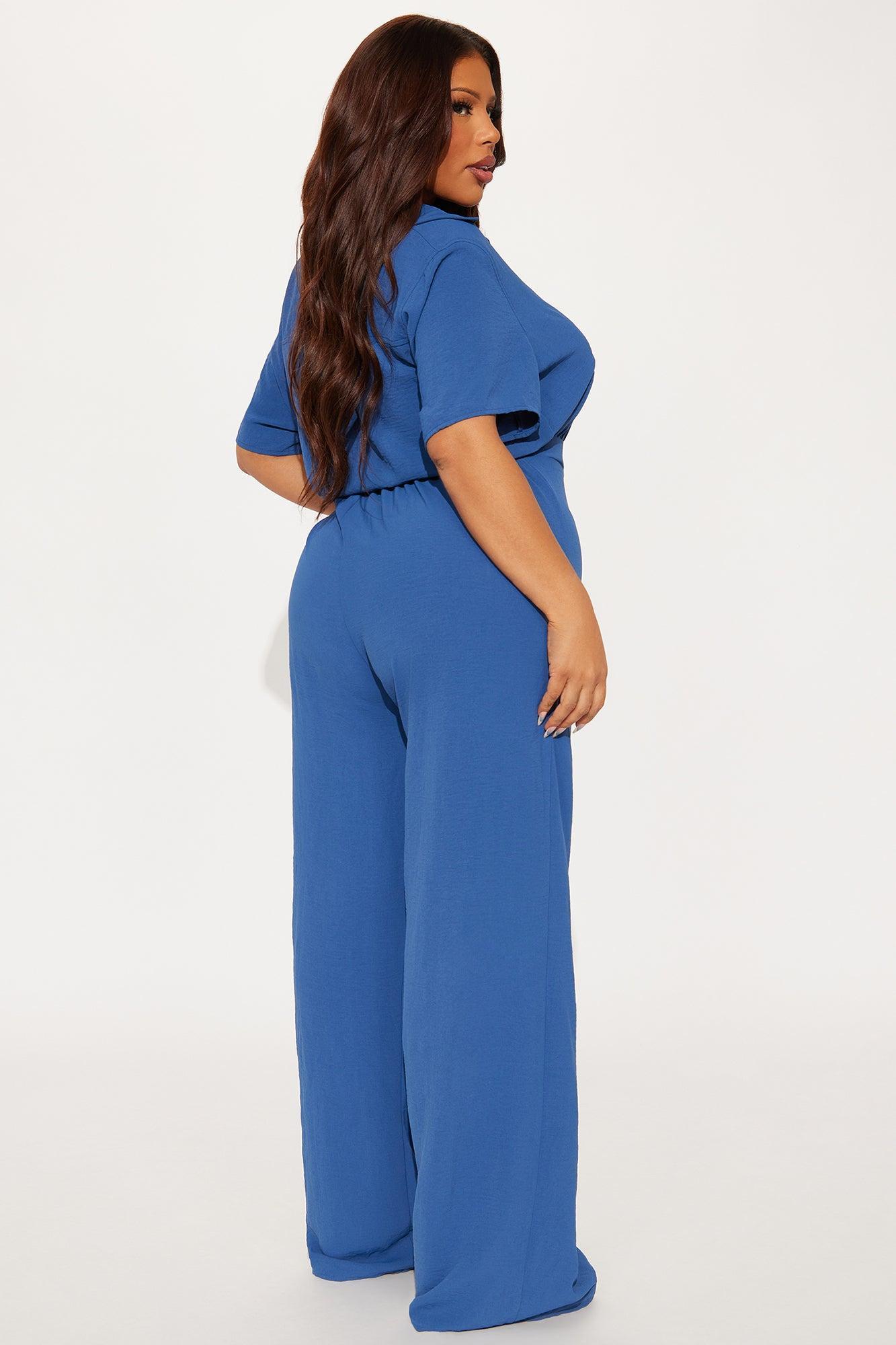Makenzie Short Sleeve Jumpsuit - SlateBlue Product Image