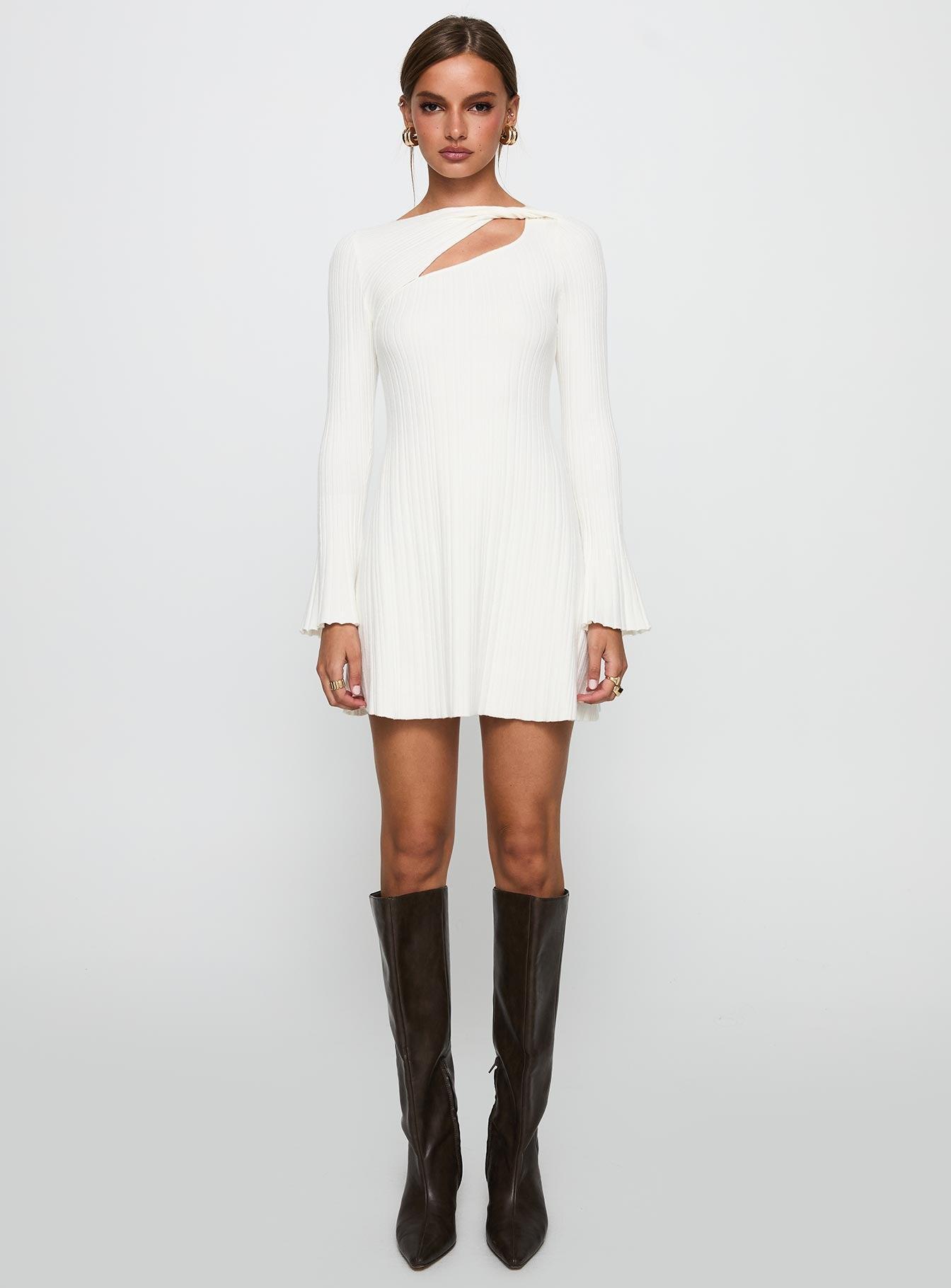 Terraces Long Sleeve Mini Dress White Product Image
