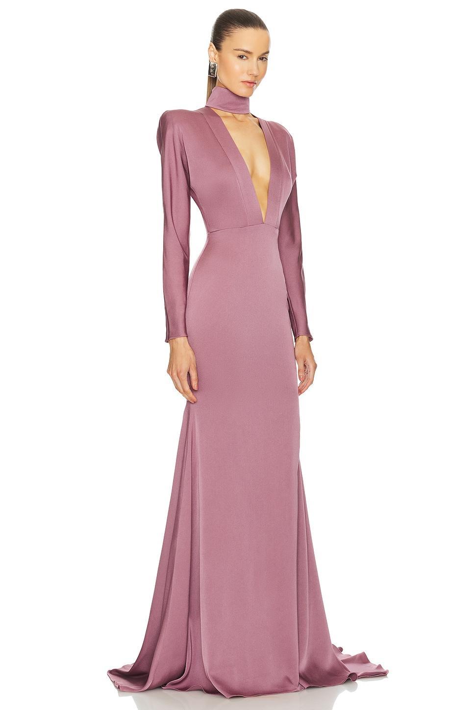 Long Sleeve V Neck Gown Alex Perry Product Image