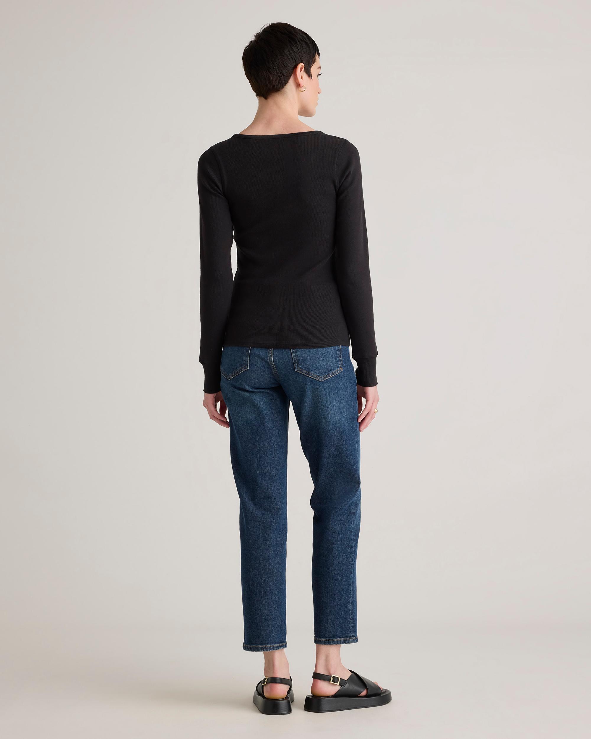 Quince | Women's Micro-Rib Henley Long Sleeve T-Shirt Size XL, Organic Cotton Product Image