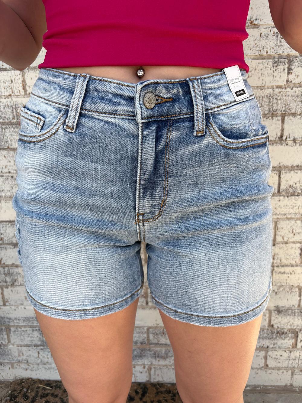 Mid Rise Vintage Wash Dad Shorts Product Image