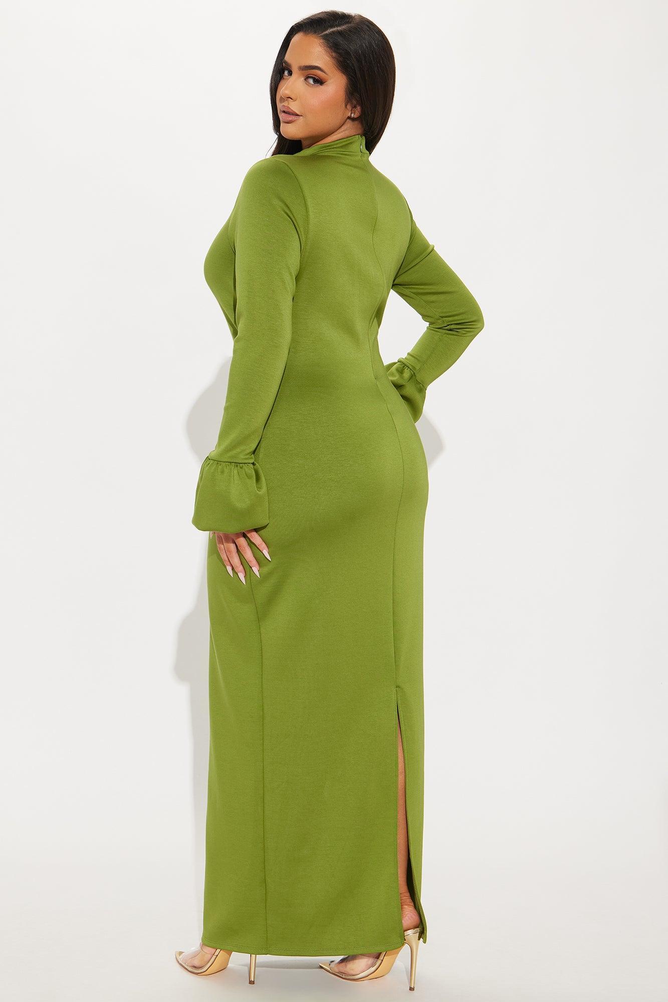 Delanie Ruffle Sleeve Maxi Dress - Green Product Image