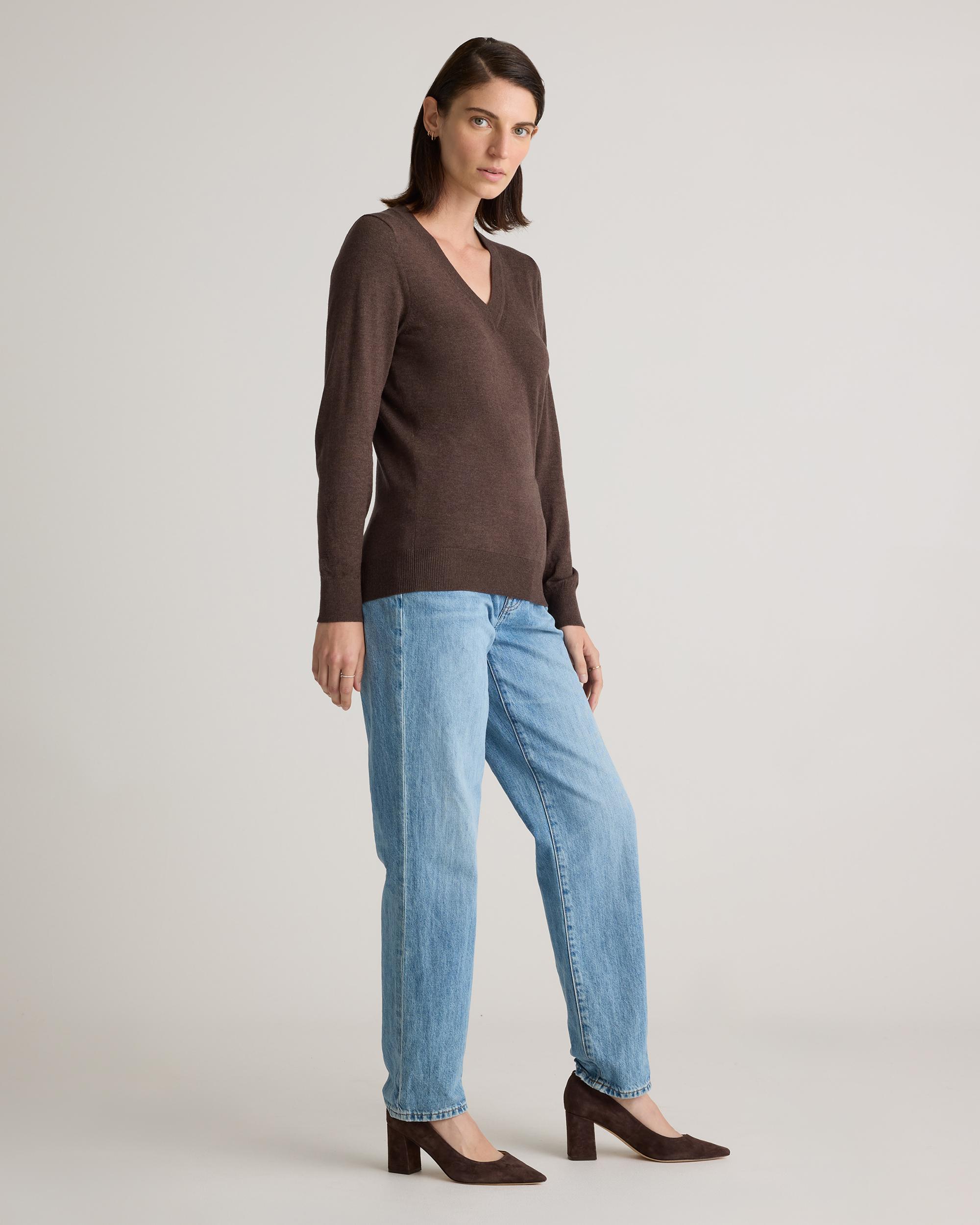 Quince | Women's Lightweight Cotton Cashmere V-Neck Sweater Size XL, Organic Cotton Product Image