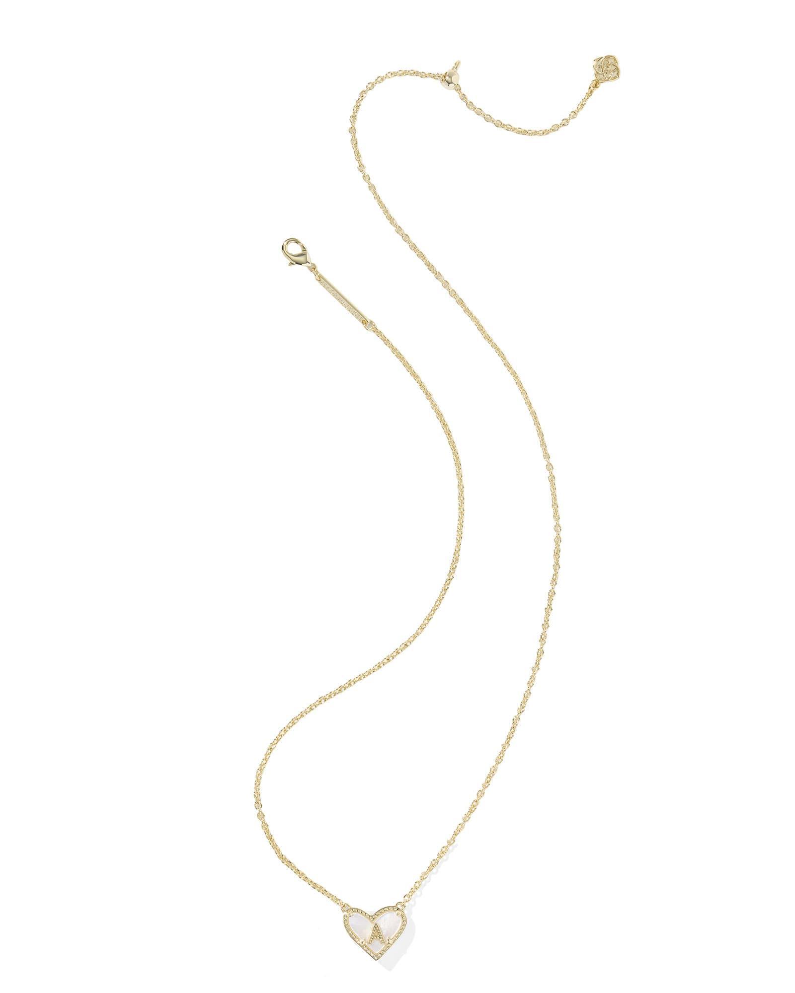 Ari Heart Letter A Gold Short Pendant Necklace Product Image