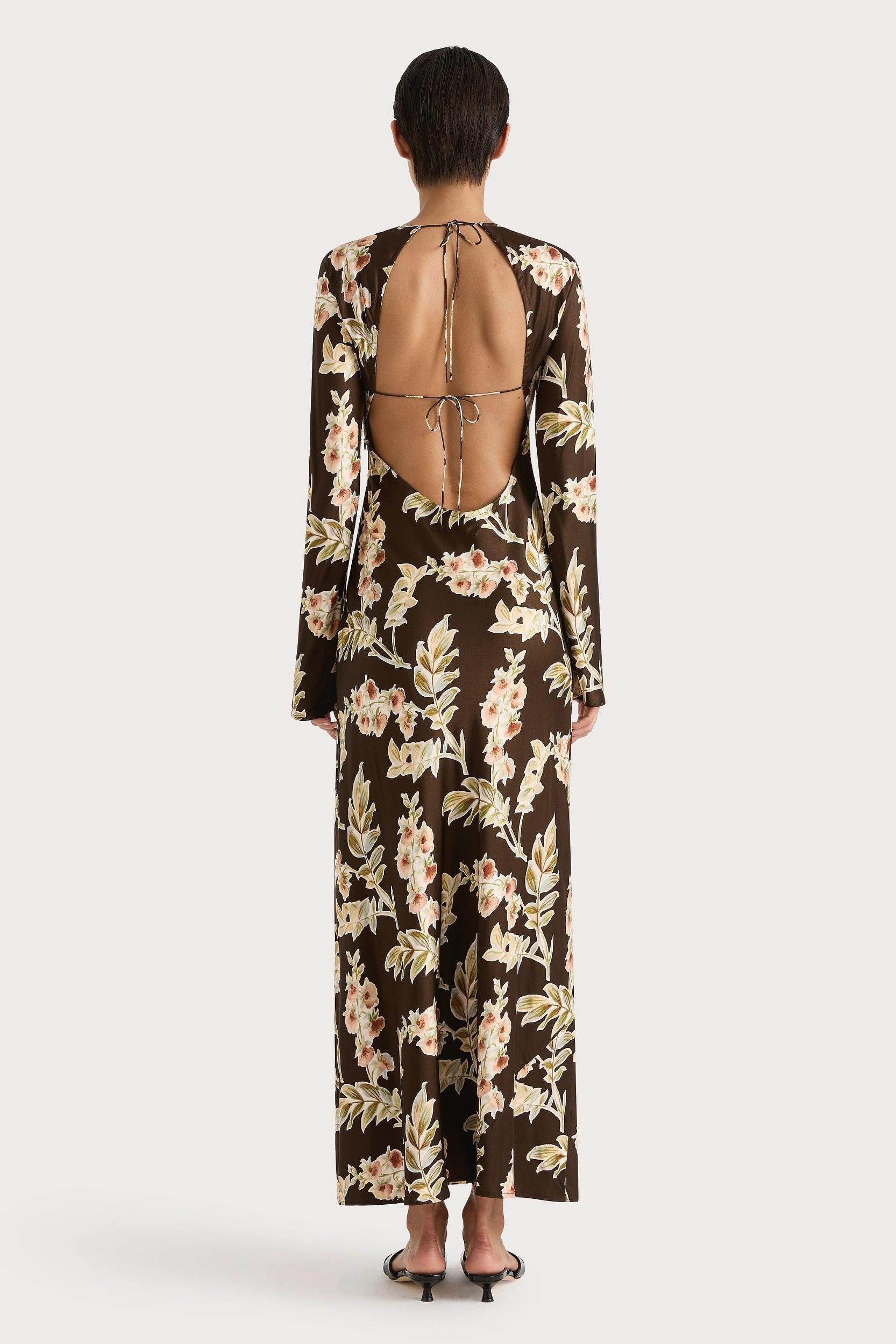 Yolaine Midi Dress Jardin Floral Chocolate Product Image