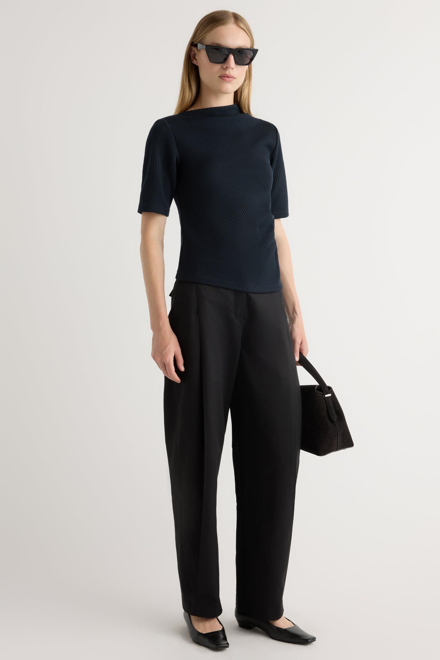 Pauline Ribbed Asymmetric-Neck Top Product Image