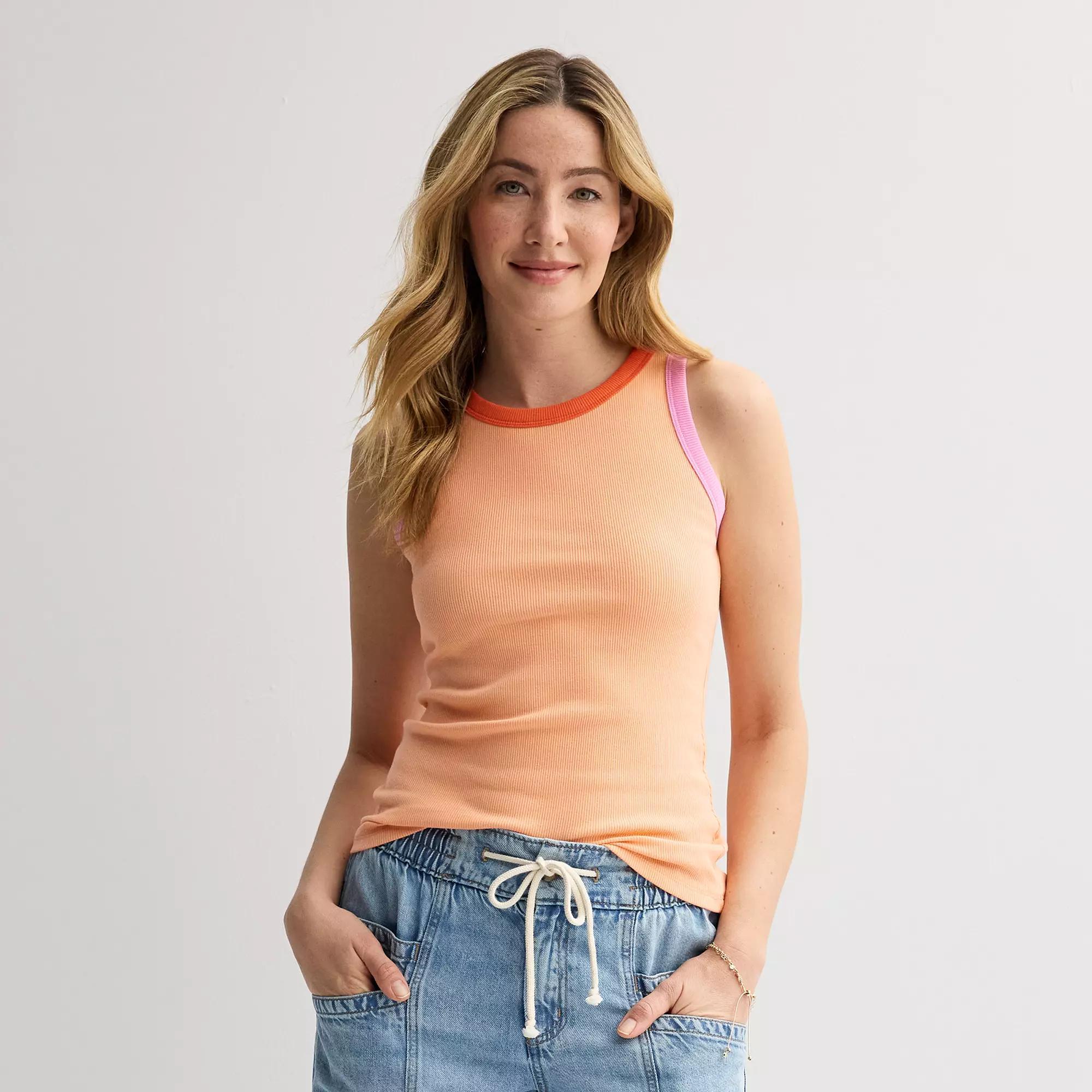 Women's Sonoma Goods For Life® High Neck Layering Tank Top, Size: Medium, Black Colorblock Product Image