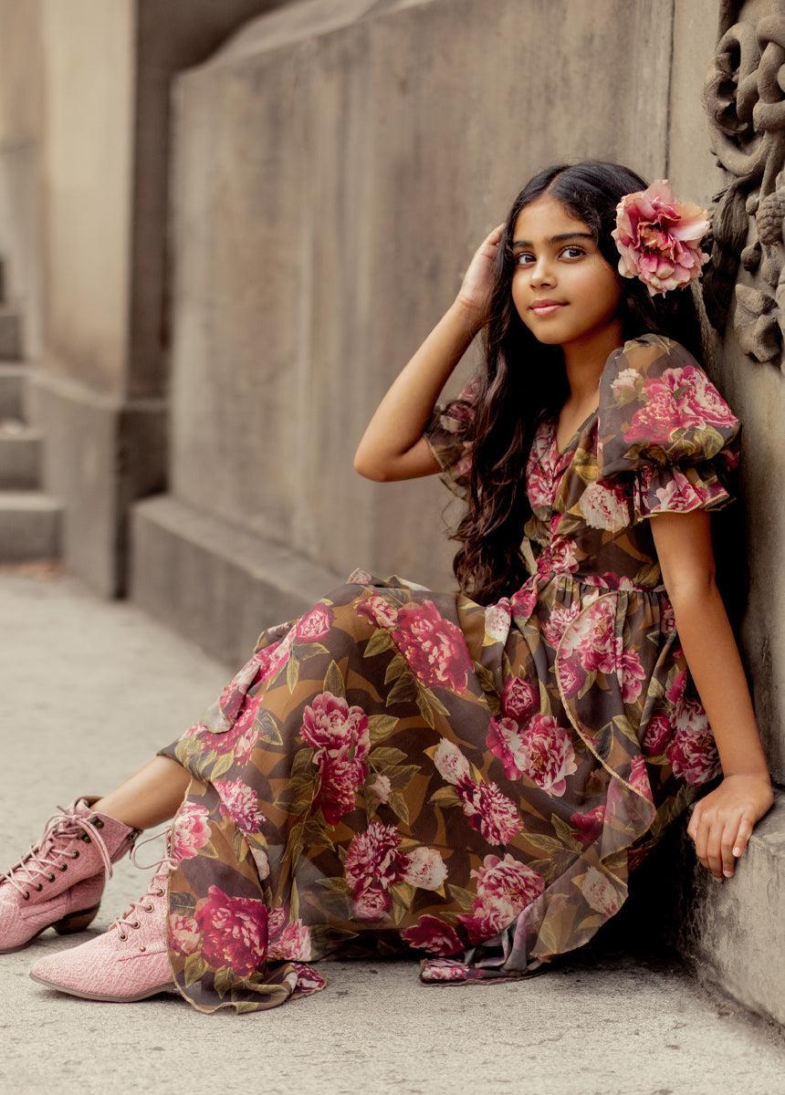 Kayden Dress in Bistre Floral Girls Product Image