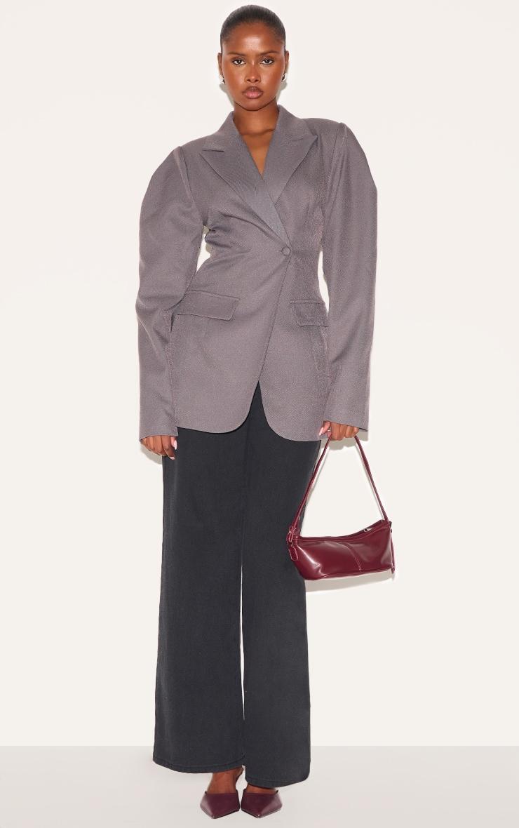 Charcoal Drop Shoulder Cinch Waist Extreme Oversized Blazer Product Image