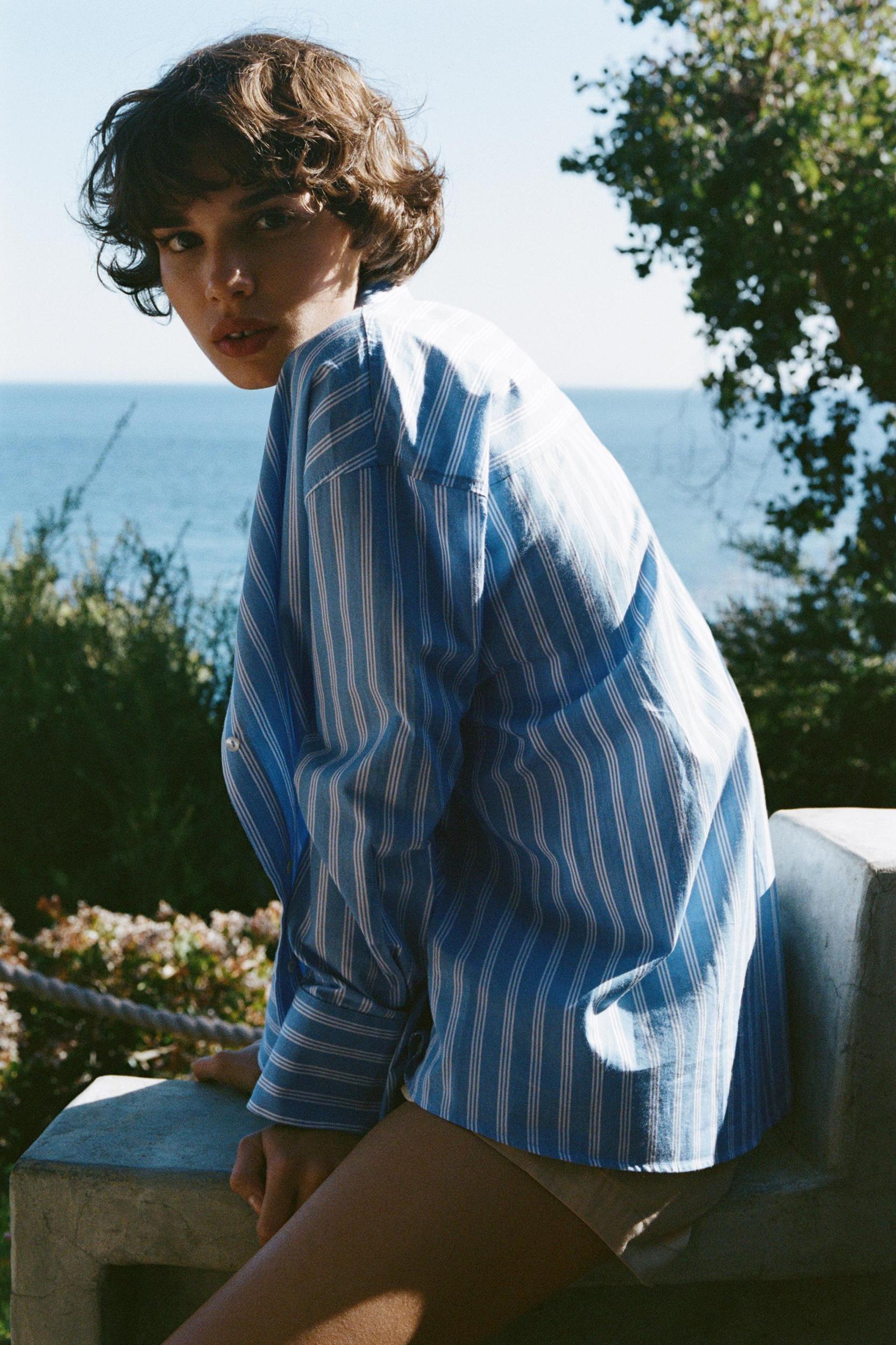 STRIPED POPLIN OVERSIZED SHIRT WITH TOP Product Image