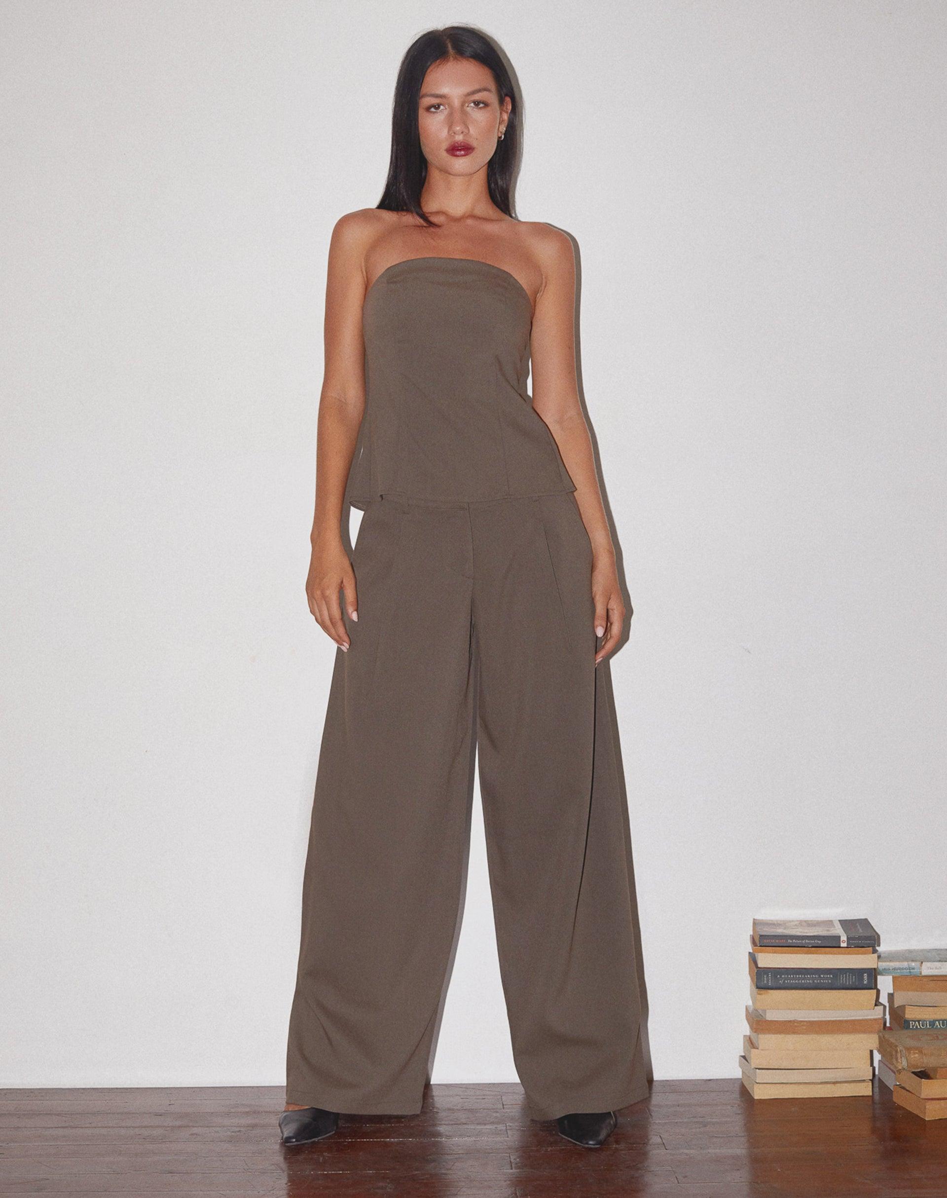 Mairi Longline Bandeau Top in Taupe Tailoring Female Product Image