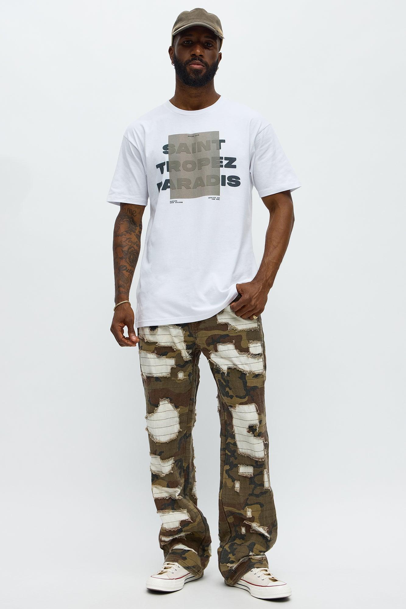 Stacked Slim Flare Rip It Stitch It Camo Pants - Camouflage Product Image