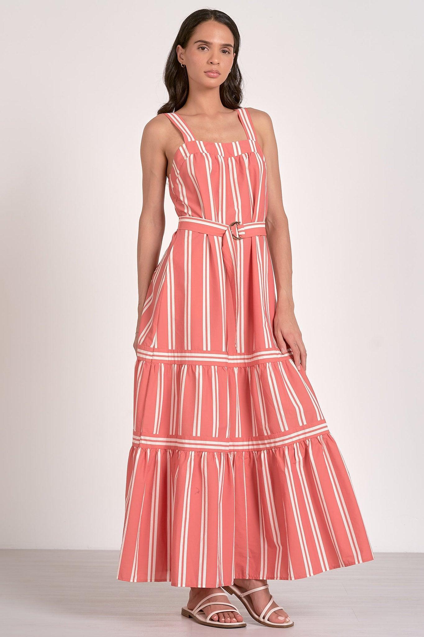 Coral Stripe Maxi Dress Product Image
