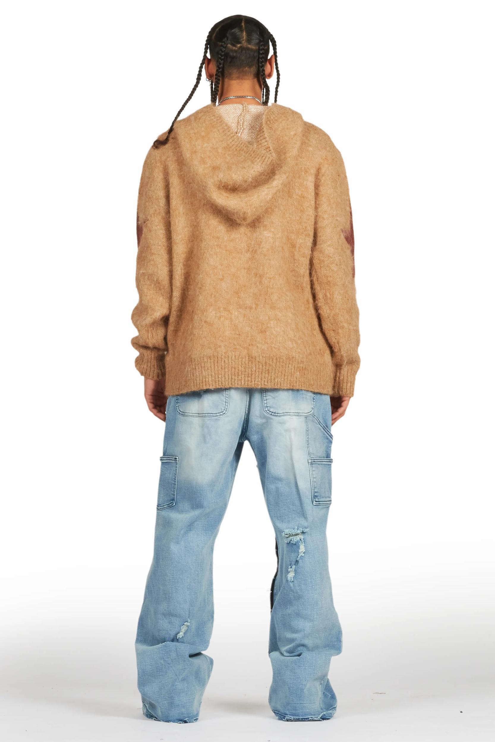 Nasheaka Brown Graphic Mohair Hoodie Female Product Image