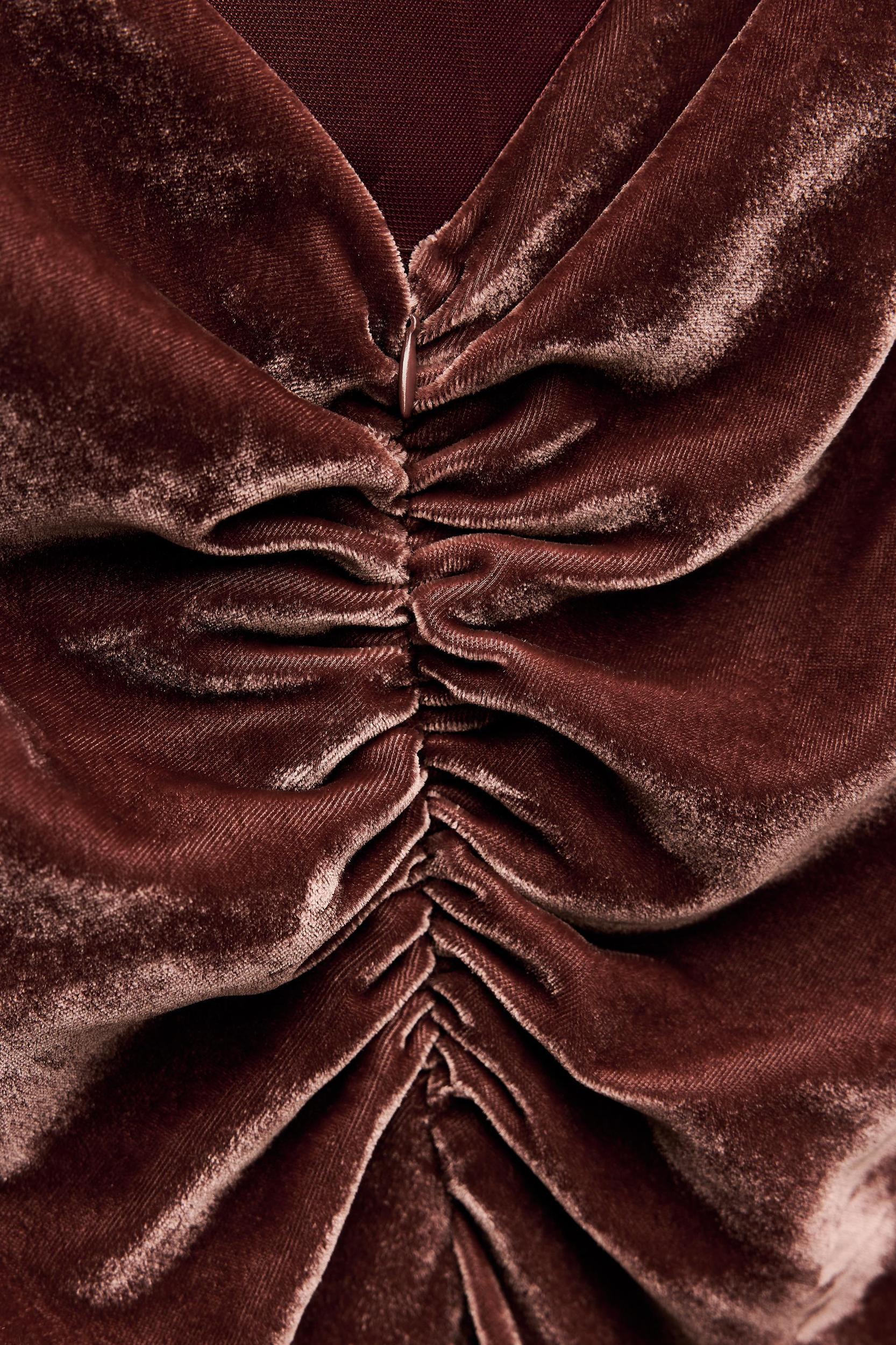 STRAPPY VELVET DRAPED MIDI DRESS Product Image