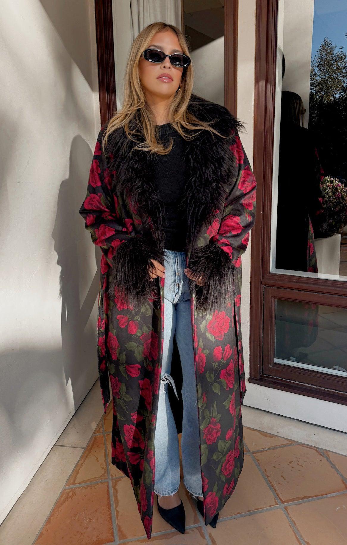 Elaine Coat ~ Send Me Roses with Faux Fur Product Image