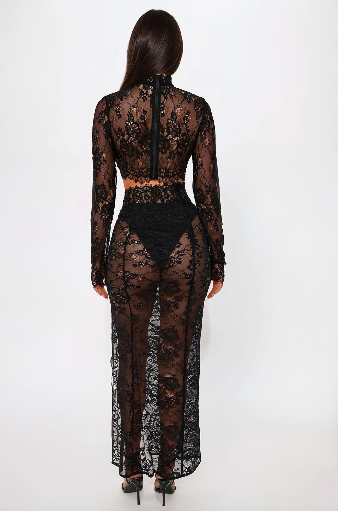 Love In Lace Maxi Skirt Set - Black Product Image