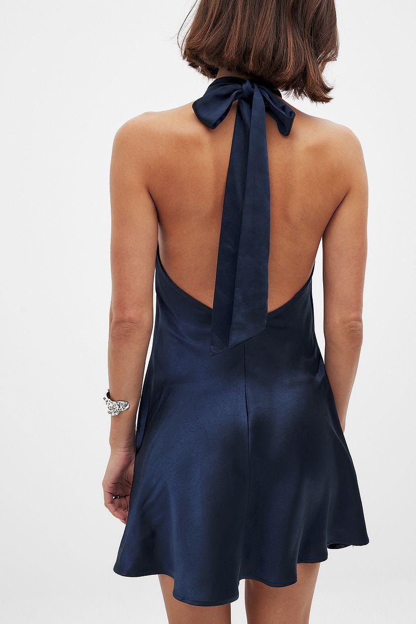 Hammered Satin Tie Back Mini Dress Product Image