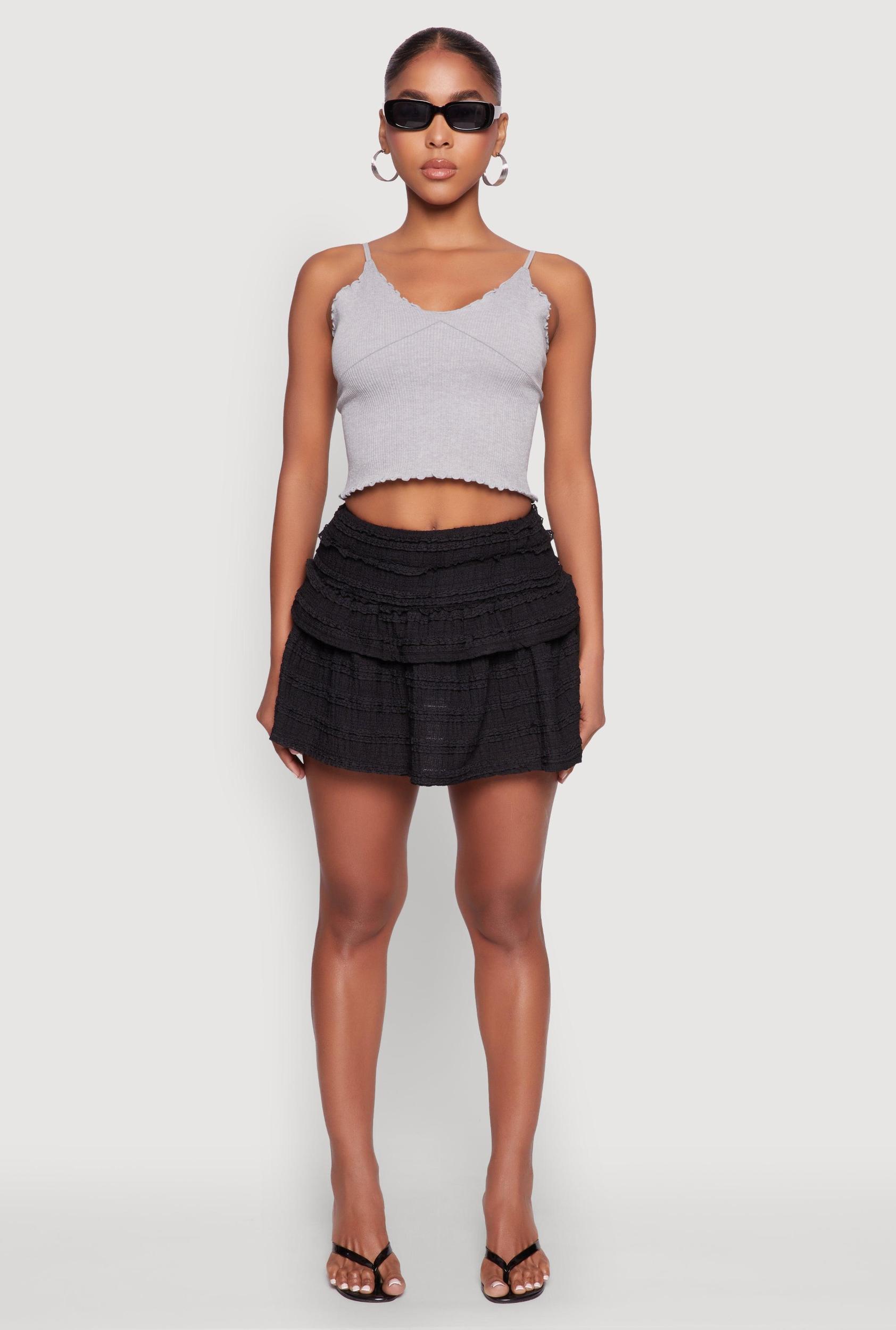 Womens Textured Knit Mini Skirt Product Image