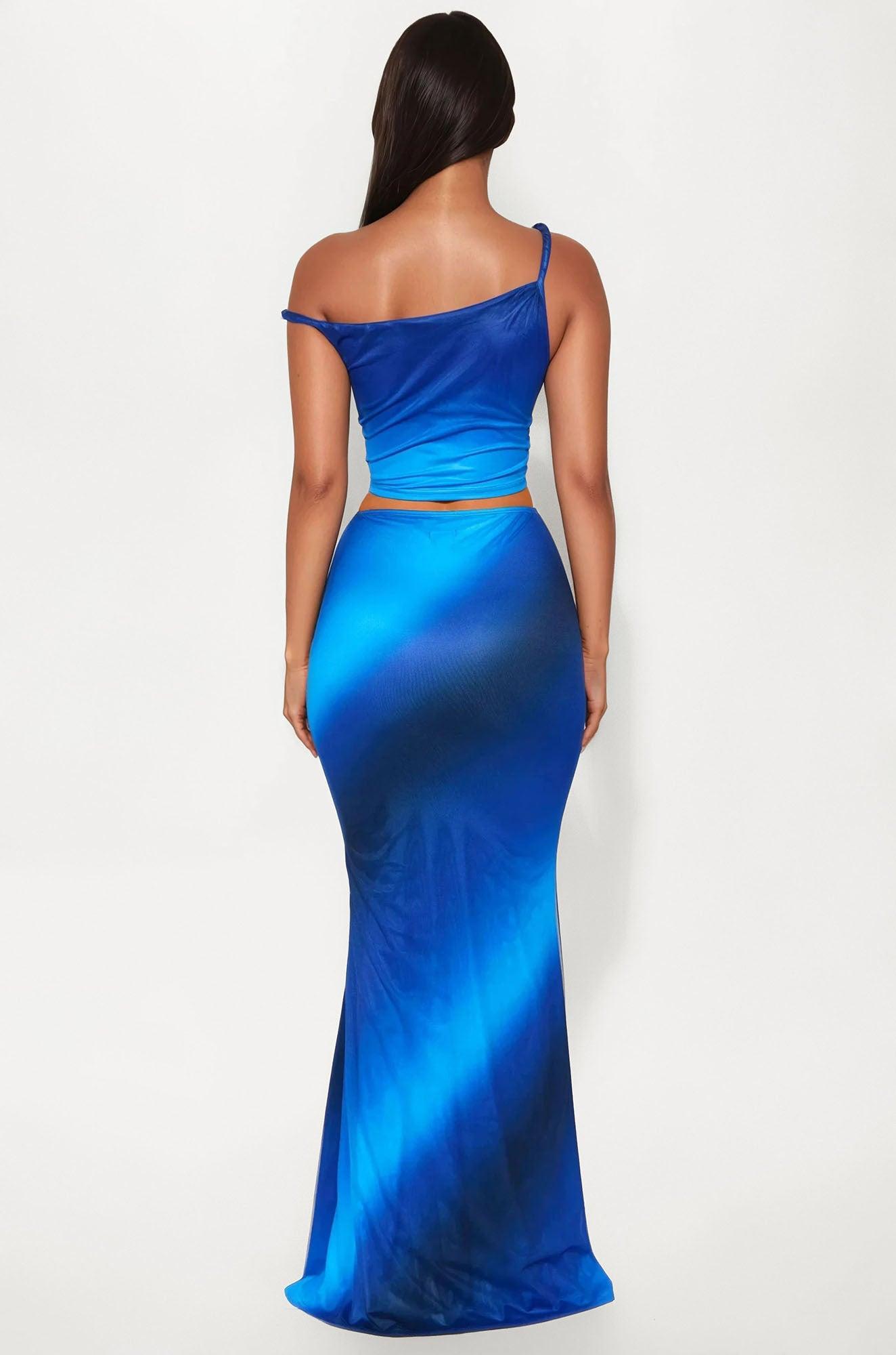 Cosmic Crush Mesh Maxi Skirt Set - Blue/combo Product Image