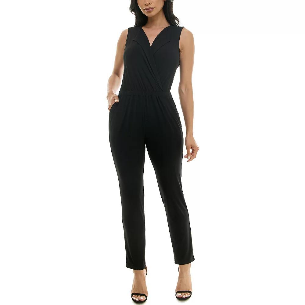Women's Nina Leonard Collared Jumpsuit, Size: Large, Black Product Image