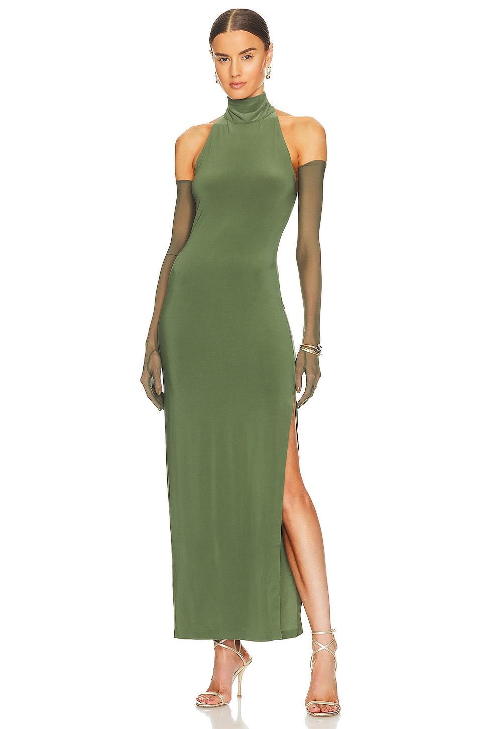 Halter Turtle Side Slit Gown Norma Kamali Product Image