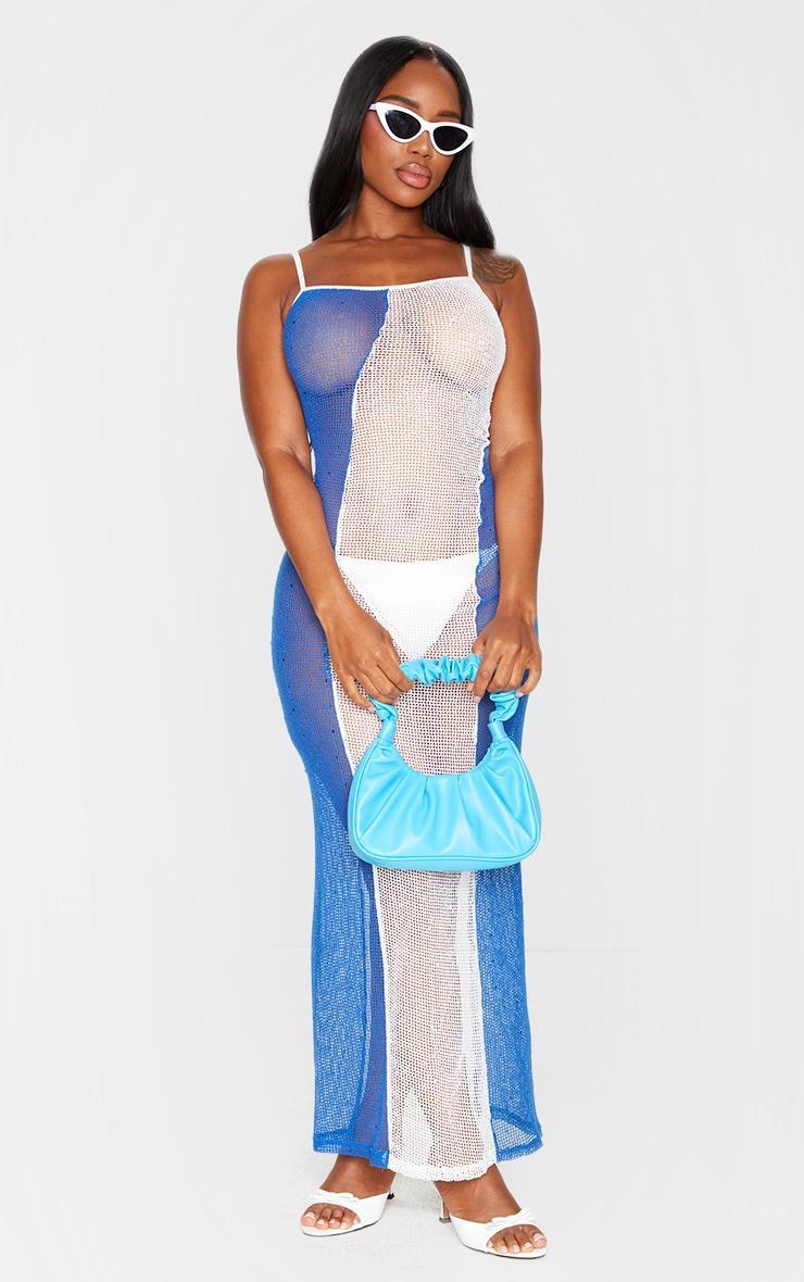 Shape Bright Blue Fishnet Contrast Detail Strappy Maxi Dress Product Image