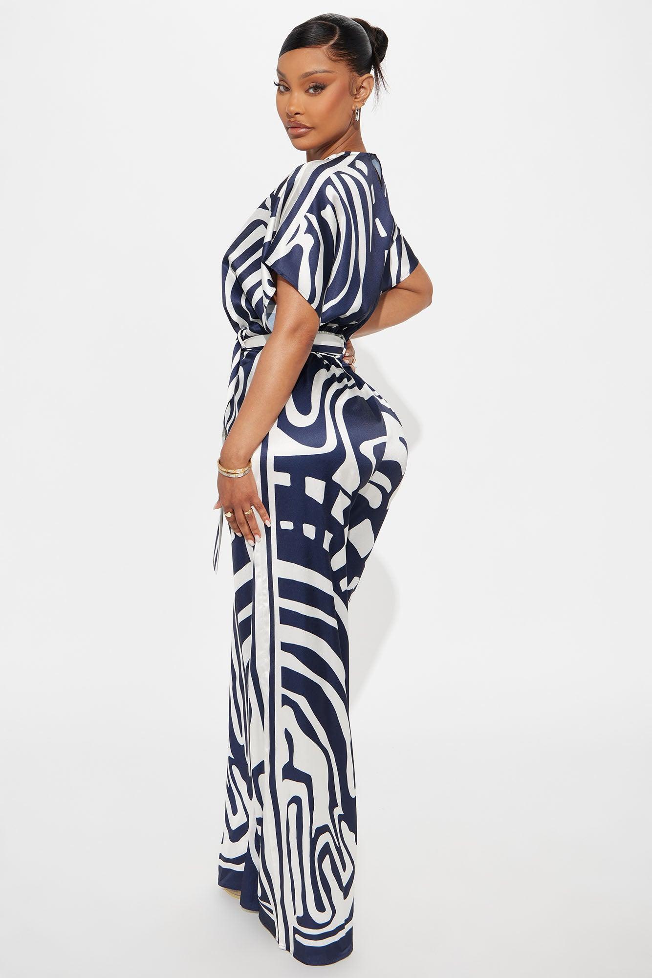 Solora Satin Jumpsuit - Navy/combo Product Image